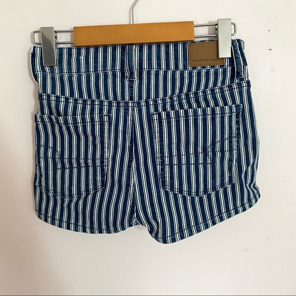 American Eagle Striped Denim Shorts Size 00 - Picture 6 of 7